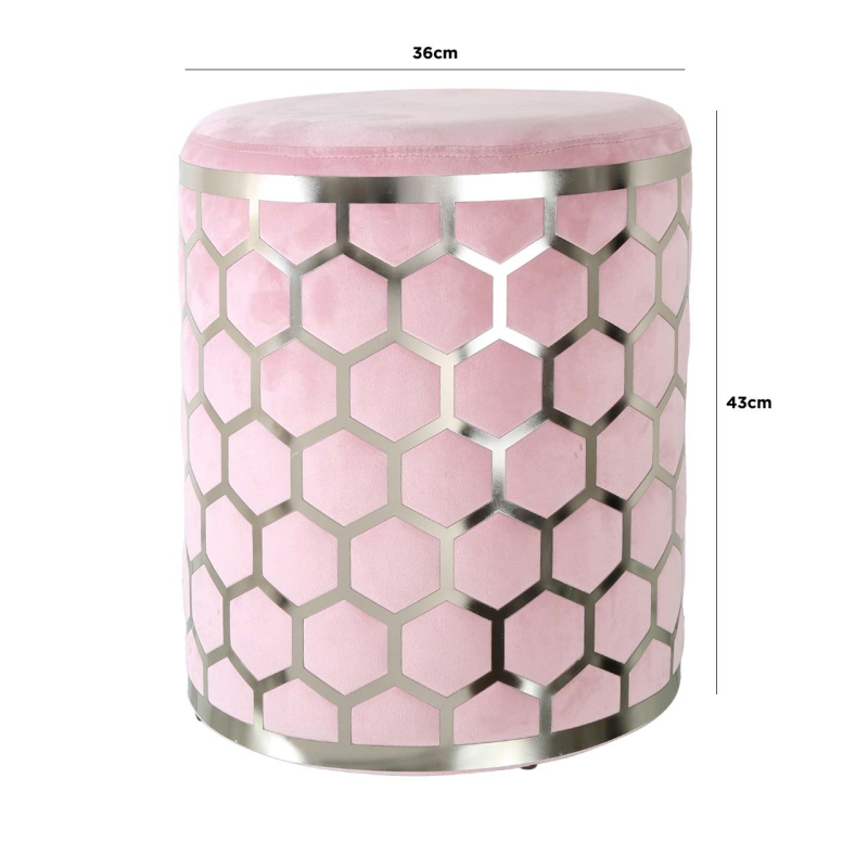 Lattice Blush Pink Round Stool