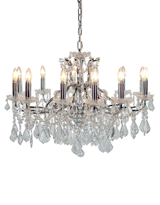 LARGE 12 BRANCH CHROME SHALLOW CHANDELIER