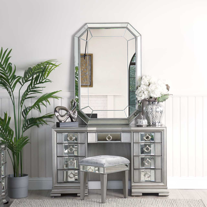 Lucca Mirror Grey 9 Drawer Dressing Table