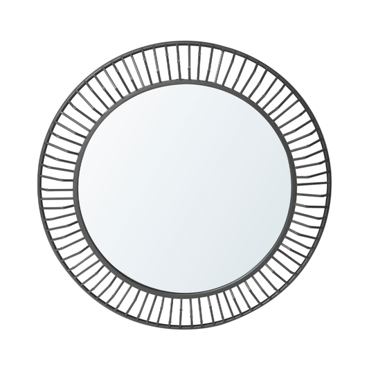 81.3cm Grey Gunmetal Round Wall Mirror