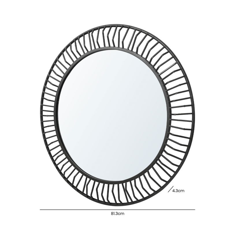 81.3cm Grey Gunmetal Round Wall Mirror