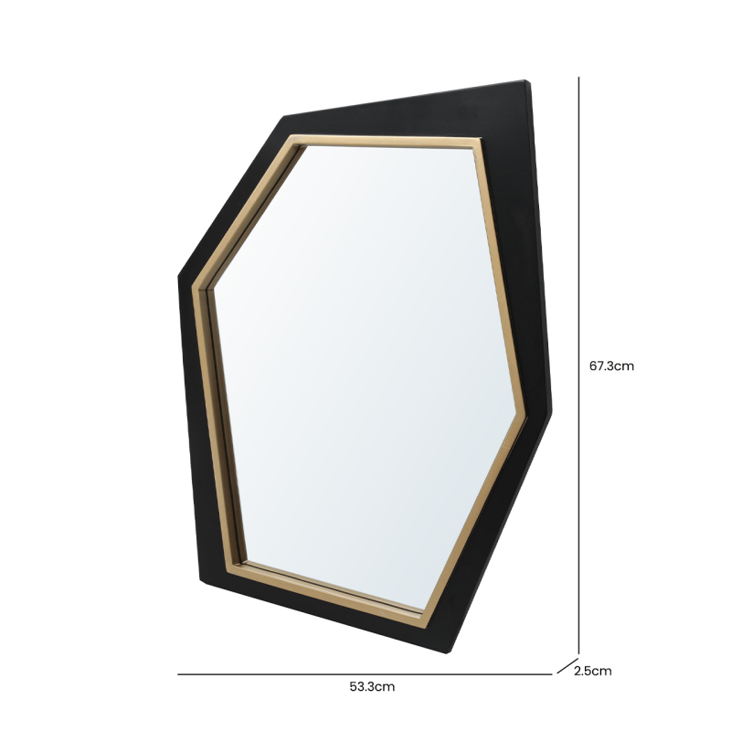 67.30cm Black and Gold Wall Mirror