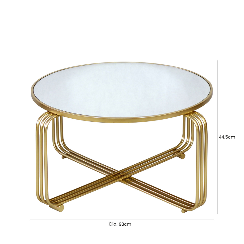 Yuan Gold Metal with Mirror Top Coffee Table