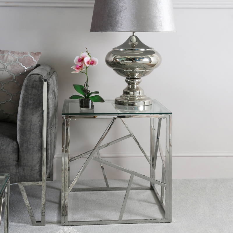 Azaria Stainless Steel Metal End Table