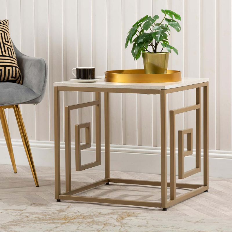 Devon Cream and Gold End Table