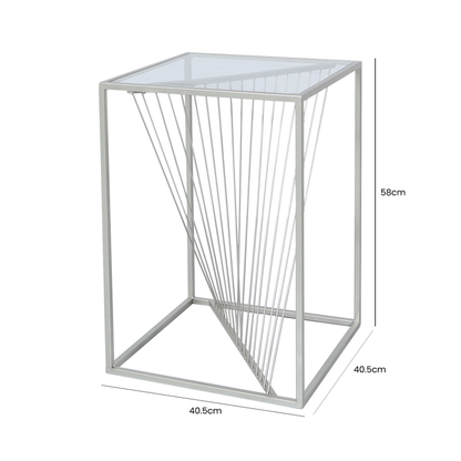 Luna Silver Metal And Glass End Table