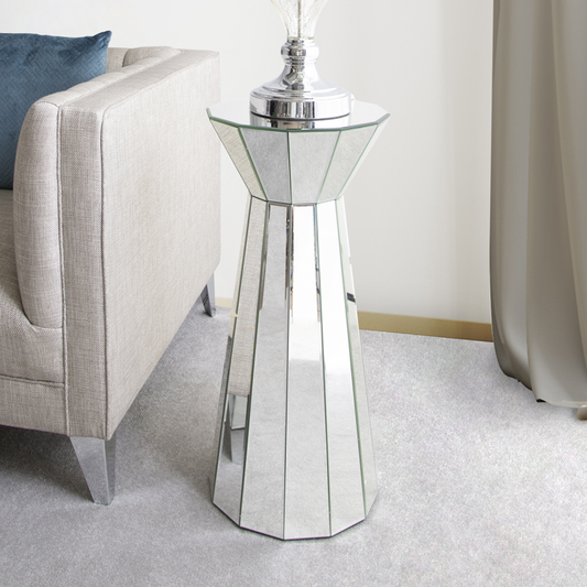 72cm Round Mirror End Table