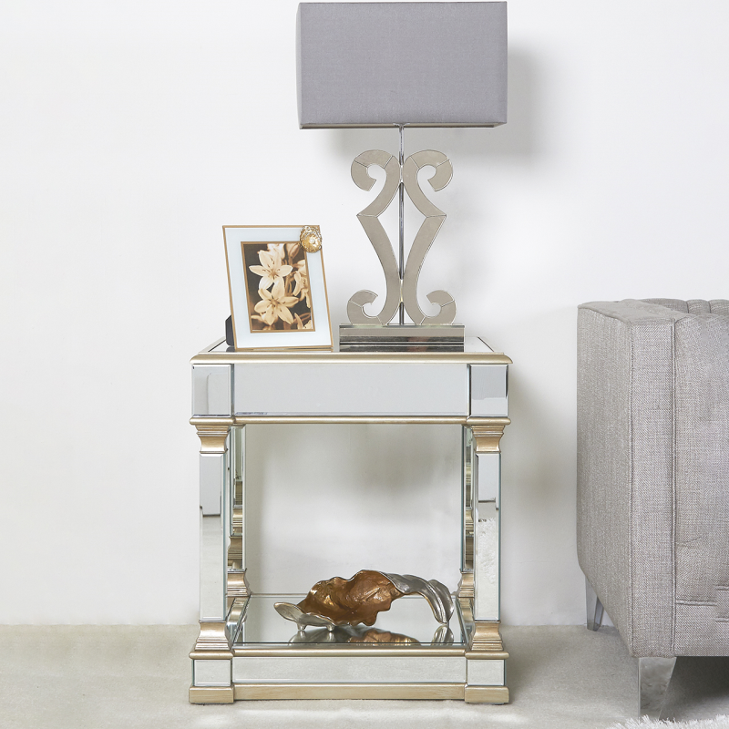 Apollo Champagne Mirrored End Table