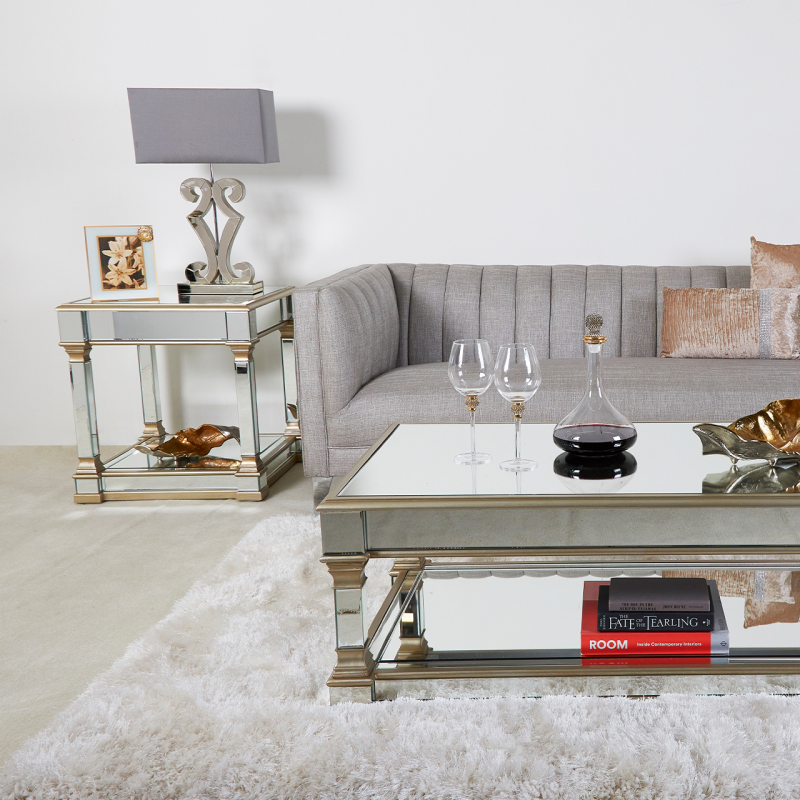 Apollo Champagne Mirrored End Table