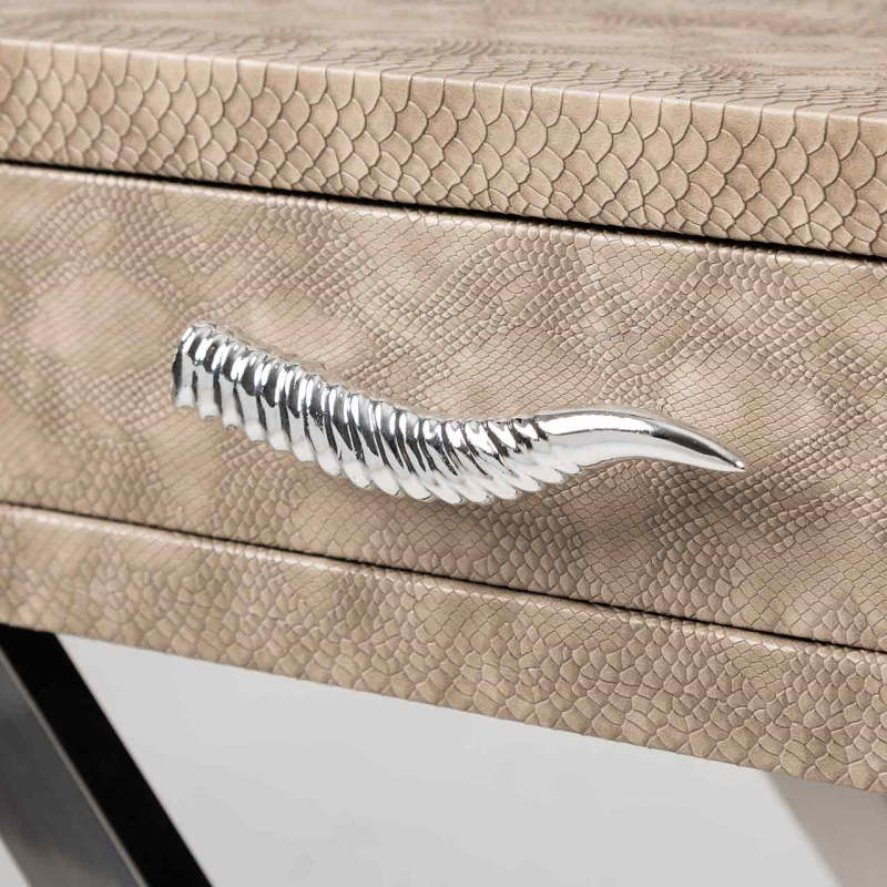 Taupe Faux Snake Leather 1 Drawer End