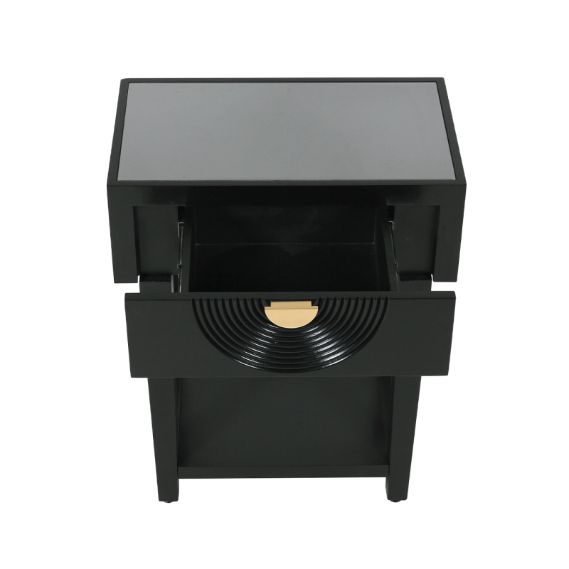 Elon 1 Drawer Telephone Table Black with Smoked Mirror