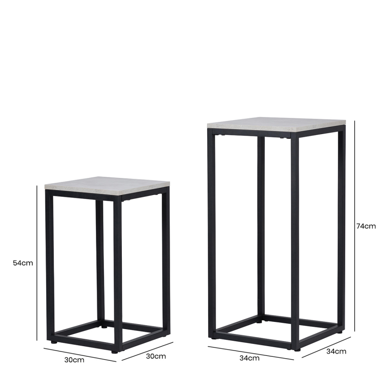 Set of 2 Black and Grey Plant Stand