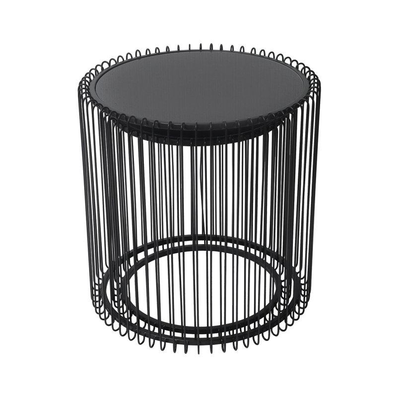 Nest Of 2 Mia Metal End Tables Black with Black Mirror Top