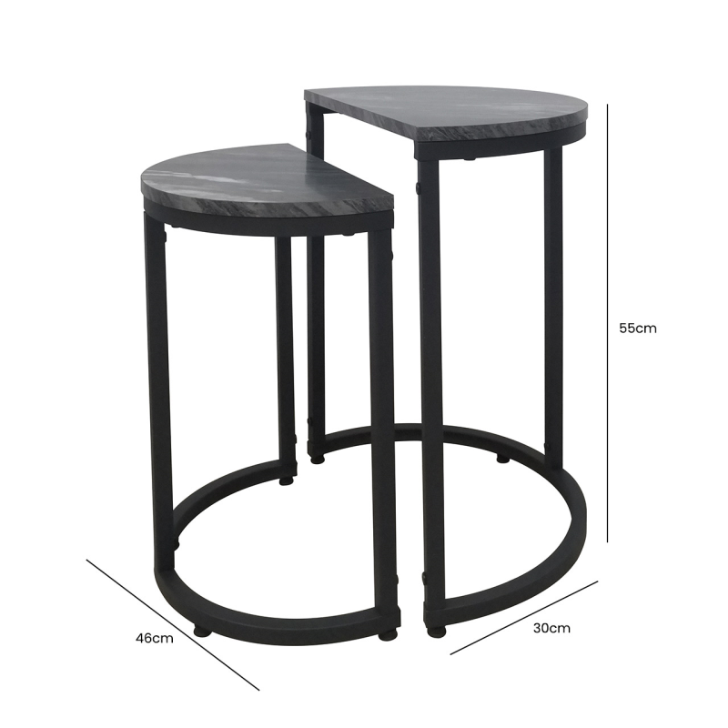 Alore Set of 2 Half Moon Black Nest Table