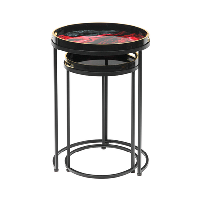 Olin Set of 2 Red and Black Nesting Tables