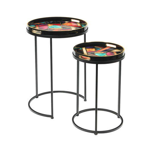 Olin Set of 2 Orange and Yellow Nesting Tables