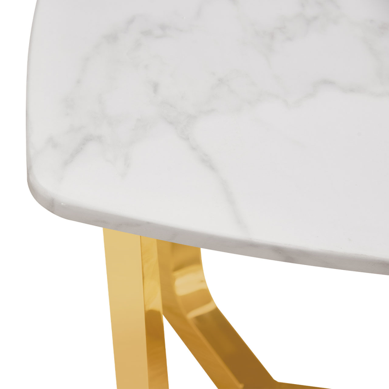 Meghan Gold Metal with White Faux Marble Top End Table