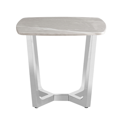 Meghan Chrome Metal with Grey Faux Marble Top End Table