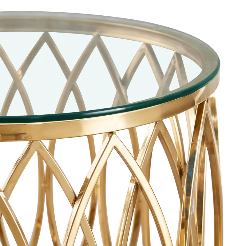 Willow Gold Metal and Glass End Table