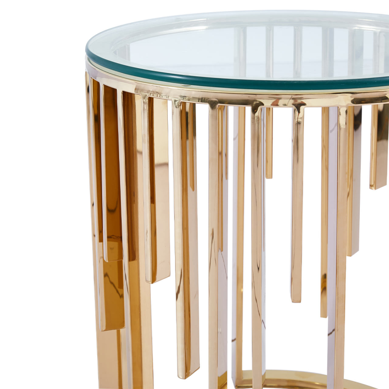 Owen Round Gold Metal with Clear Glass Top End Table