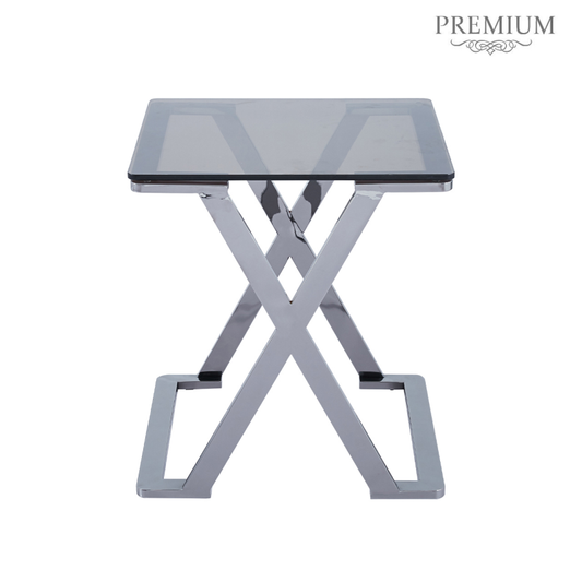 Axel Grey Gunmetal with Smoke Glass End Table