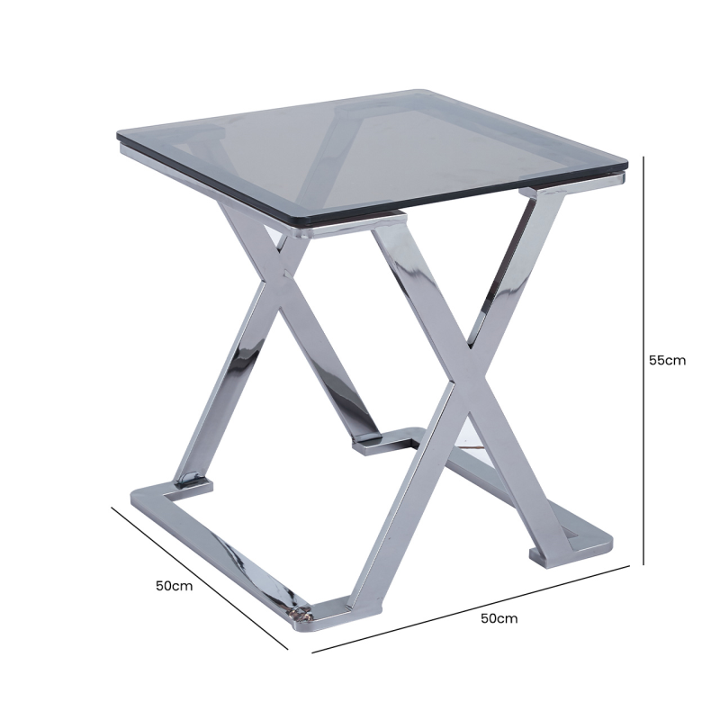 Axel Grey Gunmetal with Smoke Glass End Table