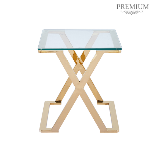 Axel Gold Metal with Clear Glass End Table