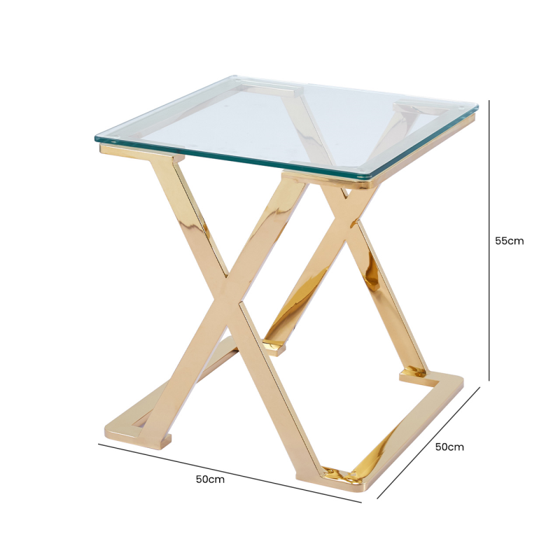 Axel Gold Metal with Clear Glass End Table