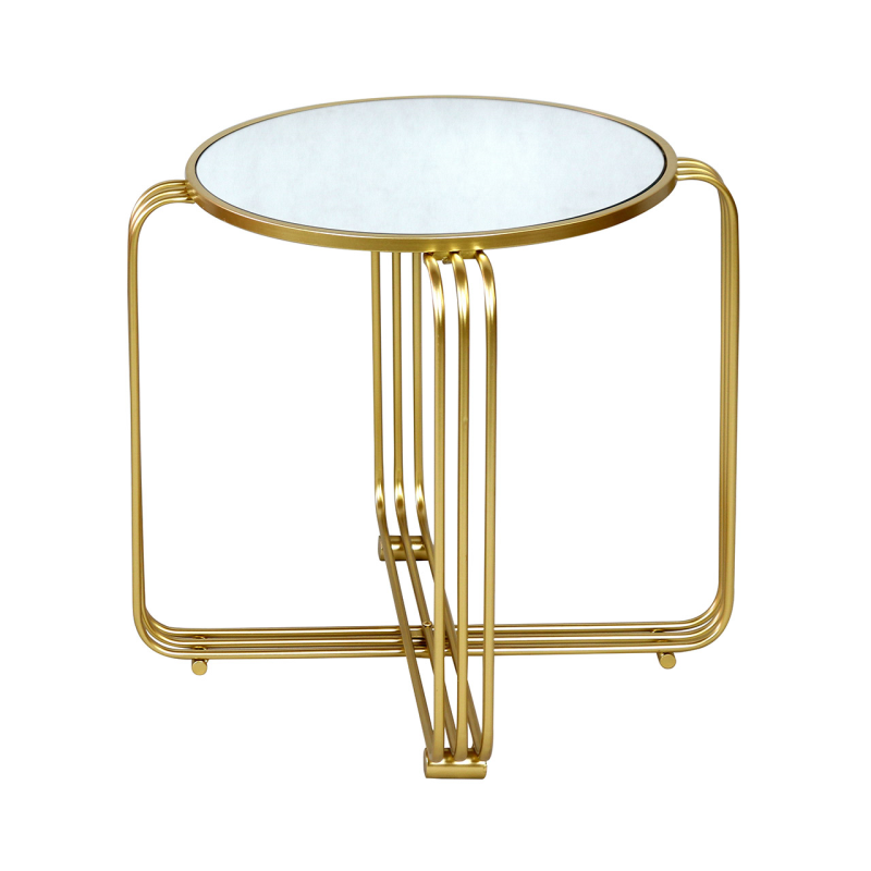 Yuan Gold Metal with Mirror Top End Table