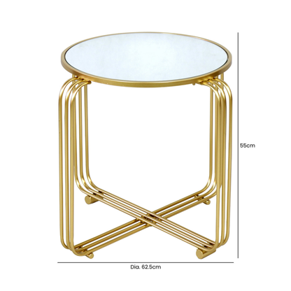 Yuan Gold Metal with Mirror Top End Table