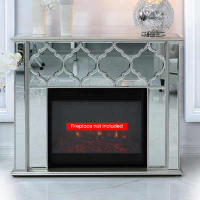 Silver mirrored Electric Fire Surround (Fireplace not Included)