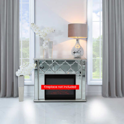 Silver mirrored Electric Fire Surround (Fireplace not Included)