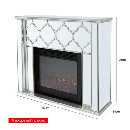 Silver mirrored Electric Fire Surround (Fireplace not Included)