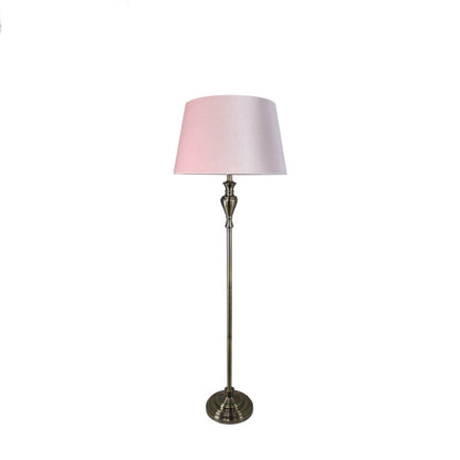 Large Brass Floor Lamp With Blush Pink Velvet Empire Shade