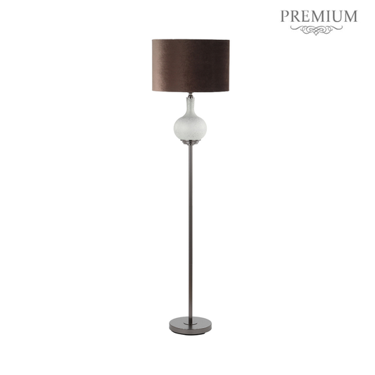 165cm Silver Frost with Mocha Velvet Shade Floor Lamp