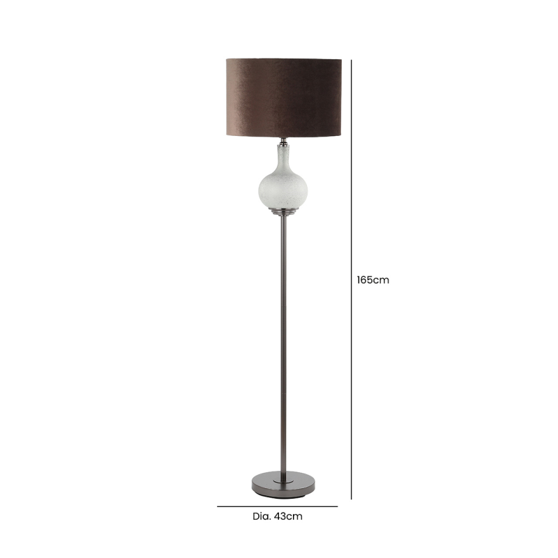 165cm Silver Frost with Mocha Velvet Shade Floor Lamp