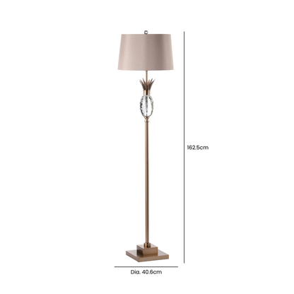 162.5cm Pineapple Glass and Taupe Faux Silk Shade Floor Lamp