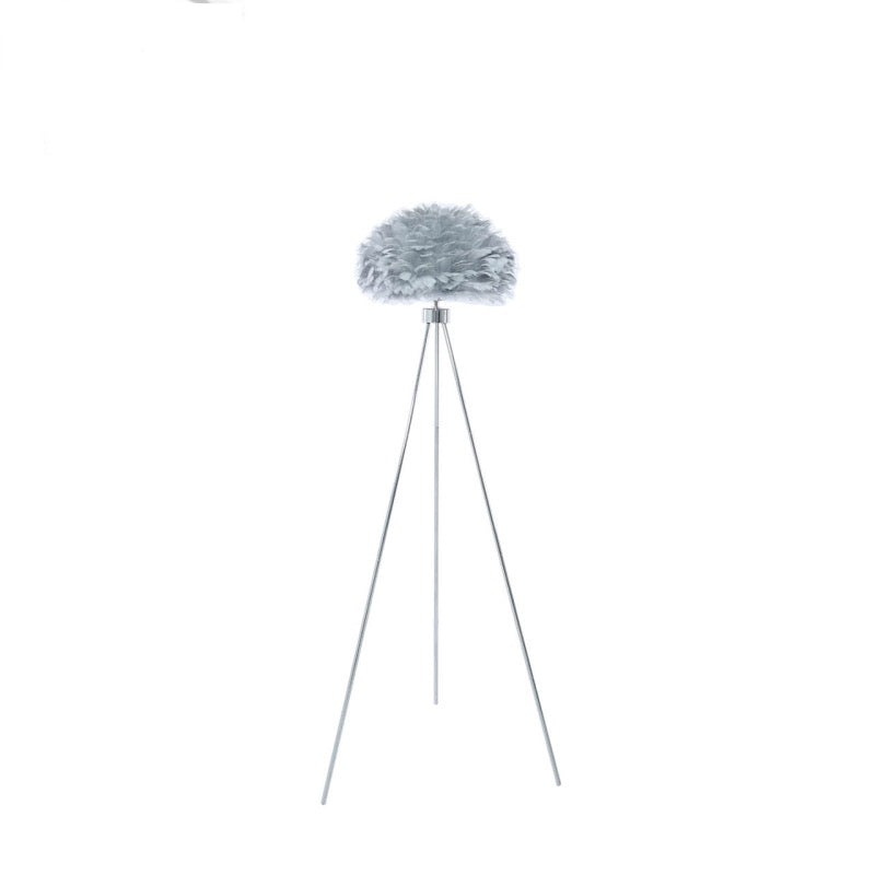 Tripod Floor Lamp with Grey Feather Shade