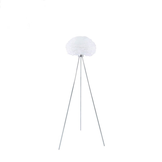 Tripod Floor Lamp with White Feather Shade