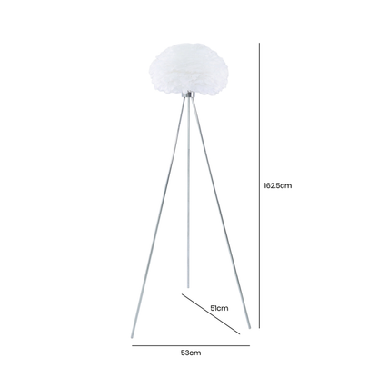 Tripod Floor Lamp with White Feather Shade