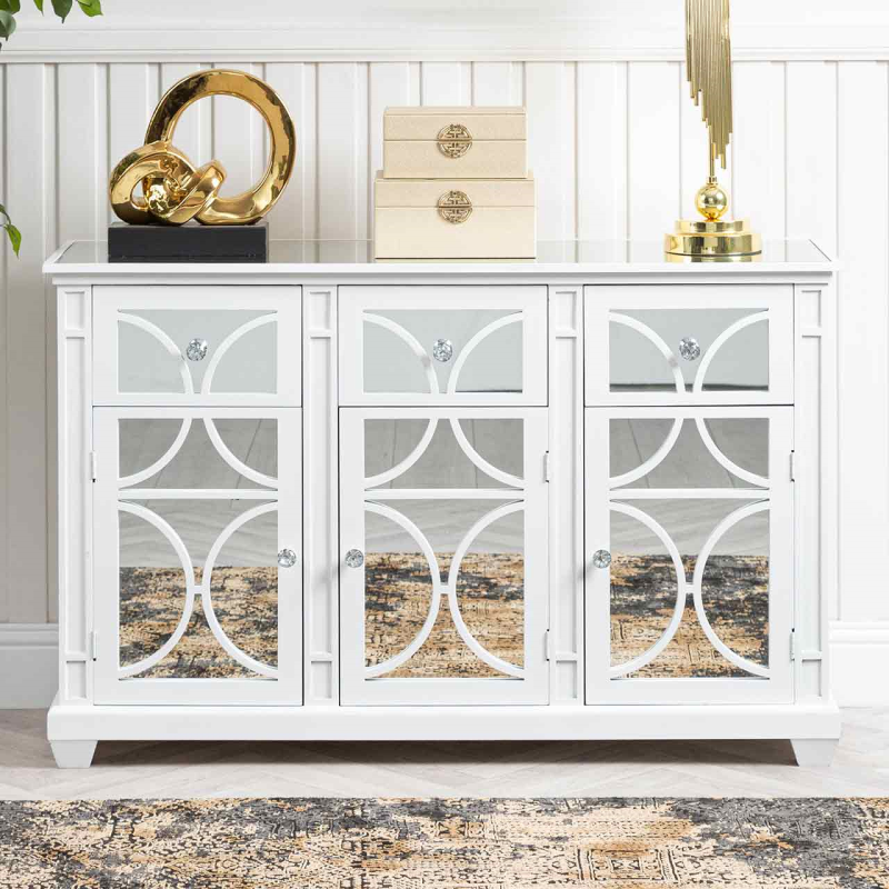 Torino White Wood 3 Drawer and 3 Door Sideboard