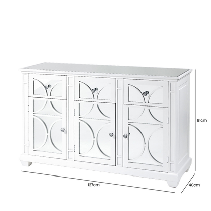 Torino White Wood 3 Drawer and 3 Door Sideboard