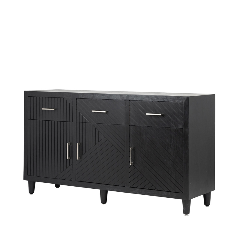 Solano Black 3 Drawer 3 Door Sideboard