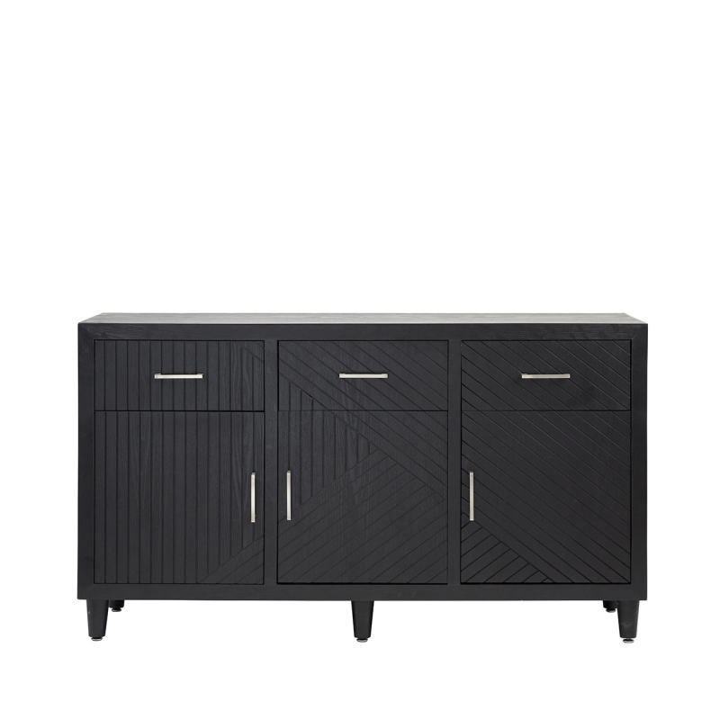 Solano Black 3 Drawer 3 Door Sideboard