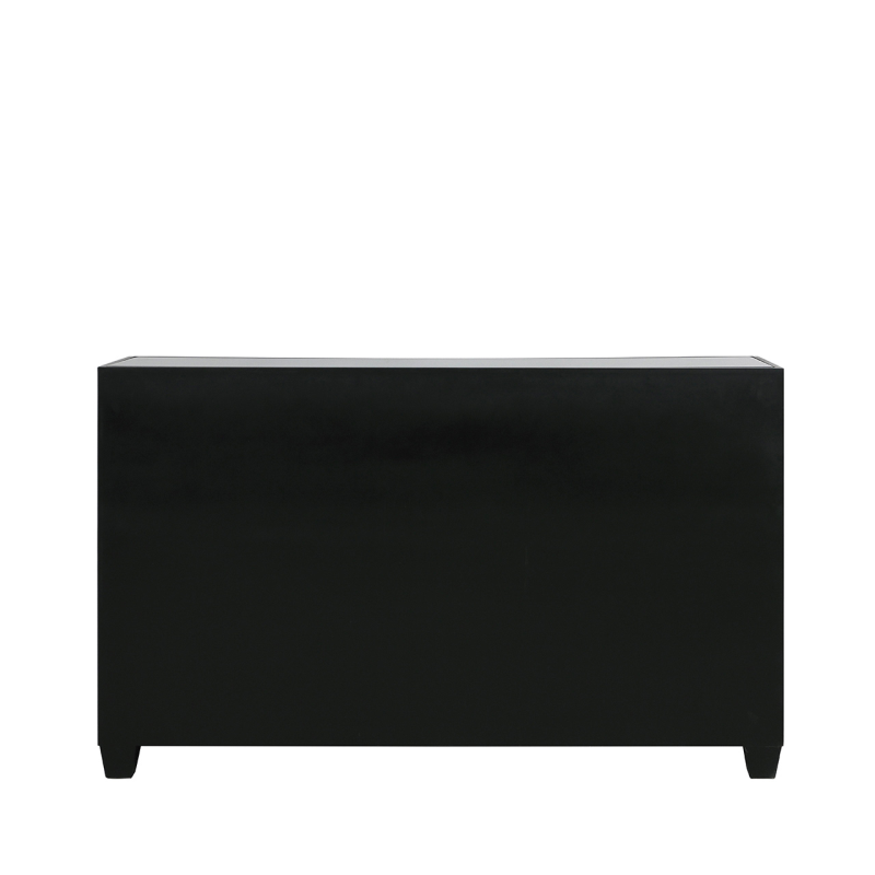 Elon 4 Door Sideboard Black With Smoked Mirror Top