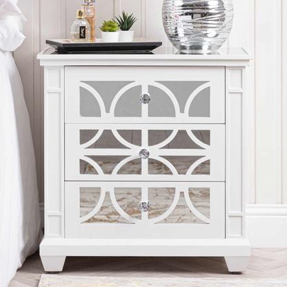 Torino White Wood 3 Drawer Side Cabinet