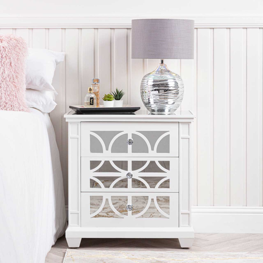 Torino White Wood 3 Drawer Side Cabinet