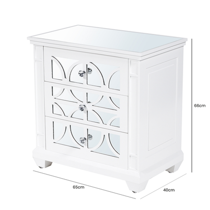 Torino White Wood 3 Drawer Side Cabinet