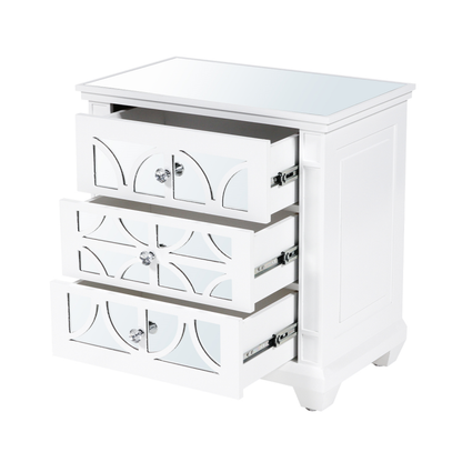 Torino White Wood 3 Drawer Side Cabinet