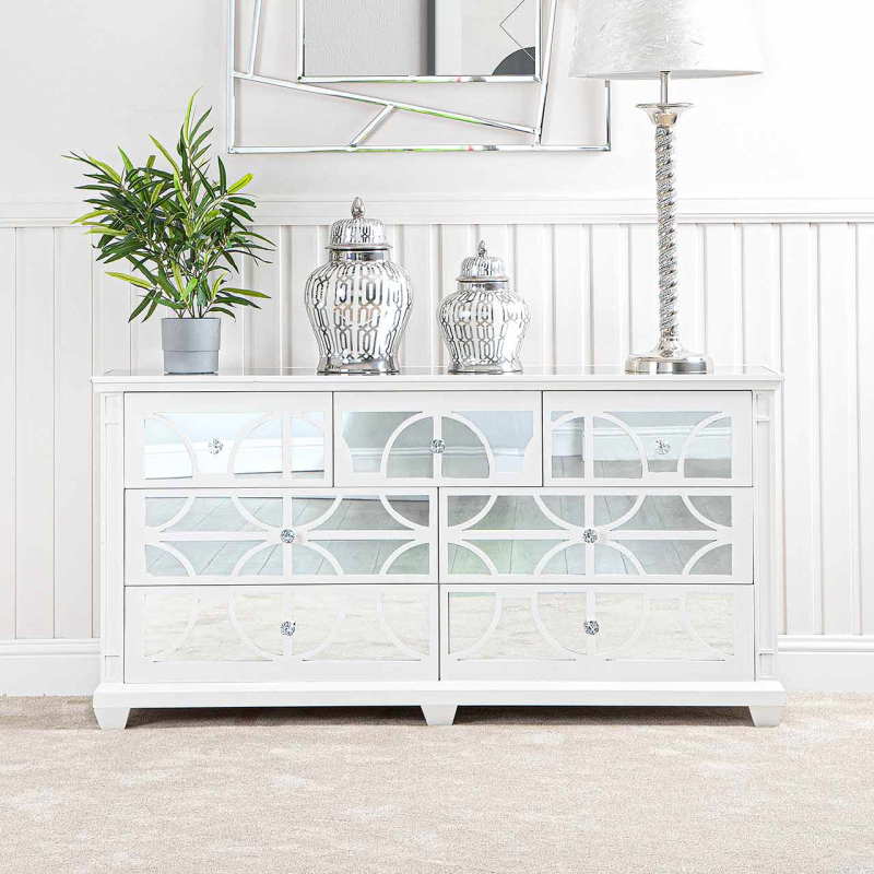 Torino White Wood 7 Drawer Chest